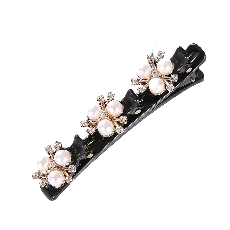 4pcs Women's Girls' Hair Clip For Party Evening Daily Birthday Festival Imitation Pearl Resin Black2