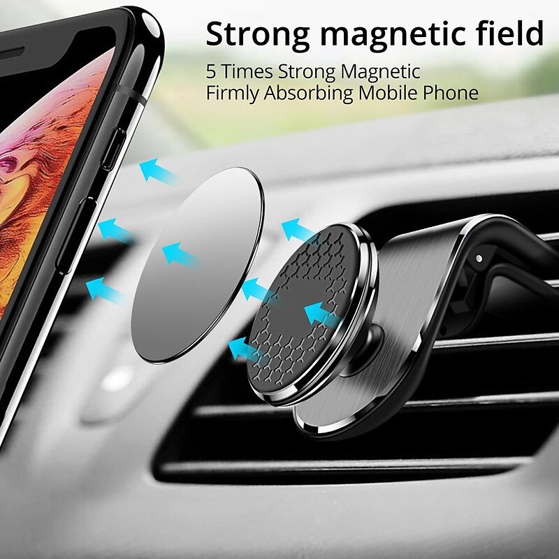 Magnetic Car Phone Holder, Universal Air Vent Mount, GPS Bracket for iPhone Samsung Huawei, 360° Rotation3