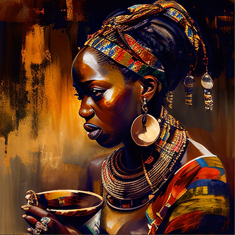 People Wall Art Canvas African Woman Prints and Posters Abstract Portrait Pictures Decorative Fabric Painting For Living Room Pictures No Frame4