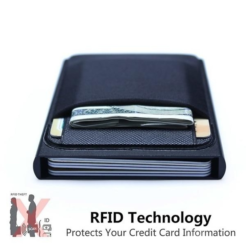 Men Business Aluminum Wallet with Or Without Back Pocket Cash ID Card Holder RFID Blocking Slim Metal Wallet Coin Purse3