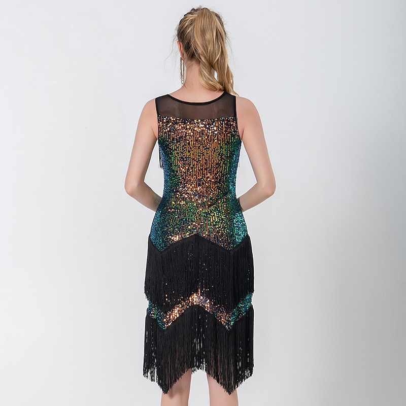 Latin Dance Dance Costumes Exotic Dancewear Dress Tassel Pure Color Splicing Women's Performance Training Sleeveless High Polyester Sequined3