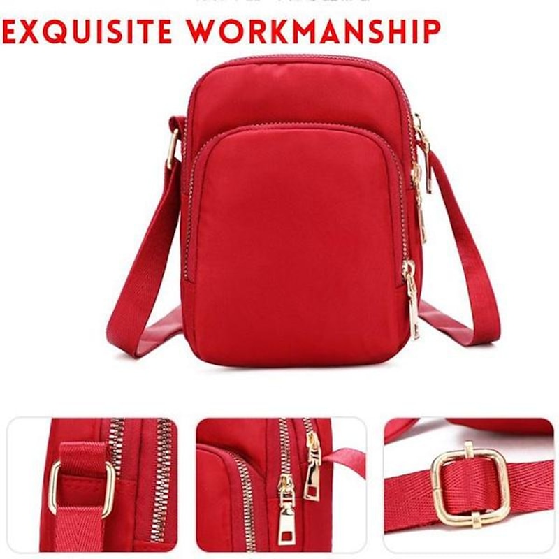 Women's Red Multi-Pocket Crossbody Bag – Lightweight and Versatile Shoulder Bag for Daily Use and Travel4