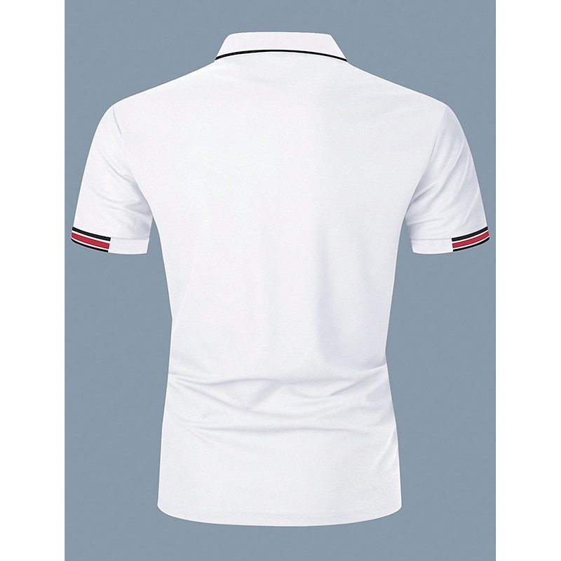 Men's Polo Shirt Golf Shirt Casual Sports Lapel Classic Short Sleeve Fashion Basic Patchwork Button Summer Regular Fit White Pink Red Navy Blue Green Polo Shirt3