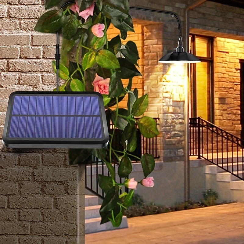 Solar Pendant Light Outdoor IP65 Waterproof 2 Head Indoor Solar Lamp with Cable Remote Controller for Courtyard Garden Indoor Lawn Landscape3