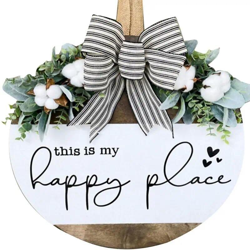 1pc, Welcome Wood Wall Sign Front Door Decor Round Wood Wall Signs For Wooden Farmhouse Porch Hangers Hello Wreaths Decoration Housewarming Gift For Home Beach Restaurant Shop 30x30cm/11.8''x11.8''2