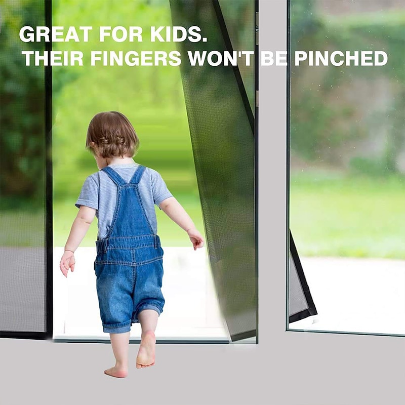 Magnetic Screen Door Portable, Fly Or Bug Screen Magnetic, Doorway For Sliding Door,Garage,Patio,Kitchen,Living,Window Room,Bedroom,Bar,Pet and Kid Easy Entry3