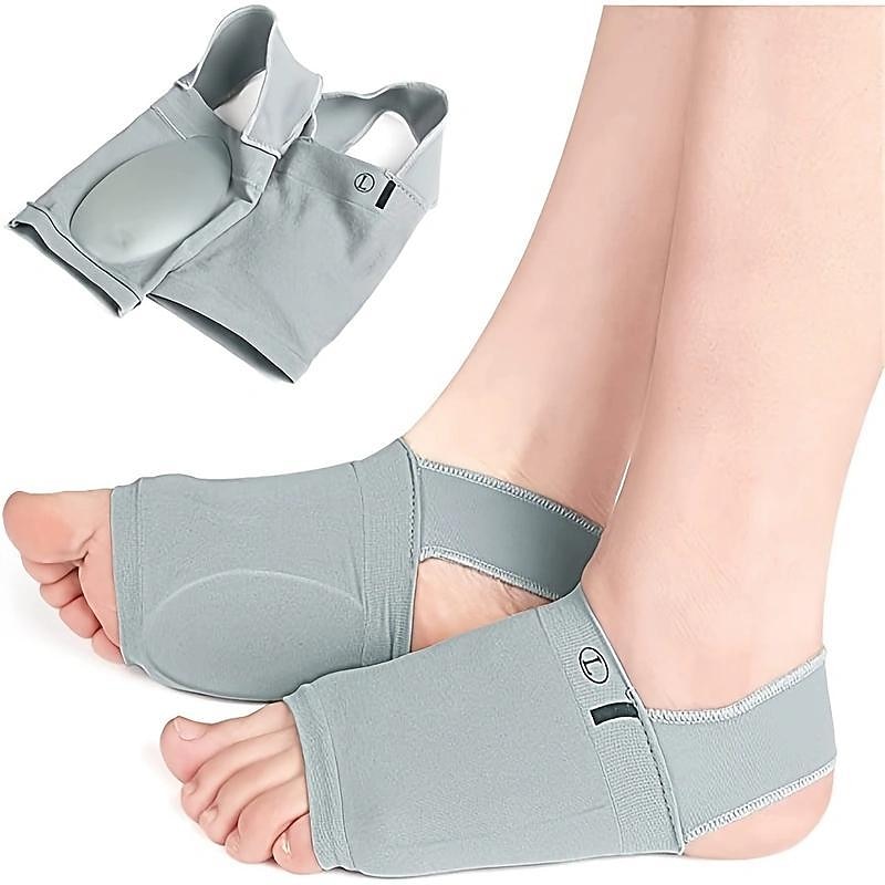 1pair Of Metatarsal Compression Arch Support Sleeves With Gel Pad Inside - Brace For Flat Foot & Plantar Fasciitis Pain Relief Women Men,Gray