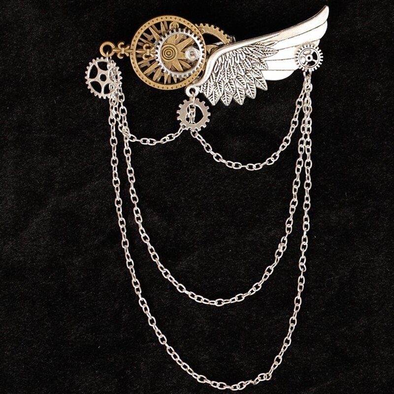 Men's Steampunk Brooch Pin Rudder Brooch Shield Brooch Lapel Pin Badge Brooch Vintage Medieval for Men Tie Hat Scarf Suit Tuxedo