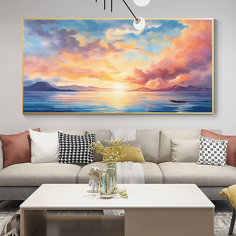 Handmade Oil Painting Canvas Wall Art Decoration Abstract  Sunset Seascape paintings for Home Decor Rolled Frameless Unstretched Painting2