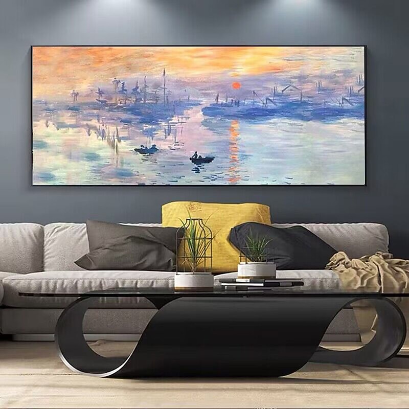 Pure Hand painted Sunset Sea Sky Ocean Beach Landscape Colorful Abstract Wall Art Extra Large Panoramic Oil Painting On Canvas4