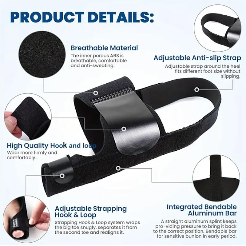 Toe Separator For Bunion Relief, (Fit Up To 100kg) Bunion Corrector For Women And Men Big Toe Pain Relief Set, Day & Night 24hrs Support Big Toe Straightener, Big Toe Hammer Bunion3