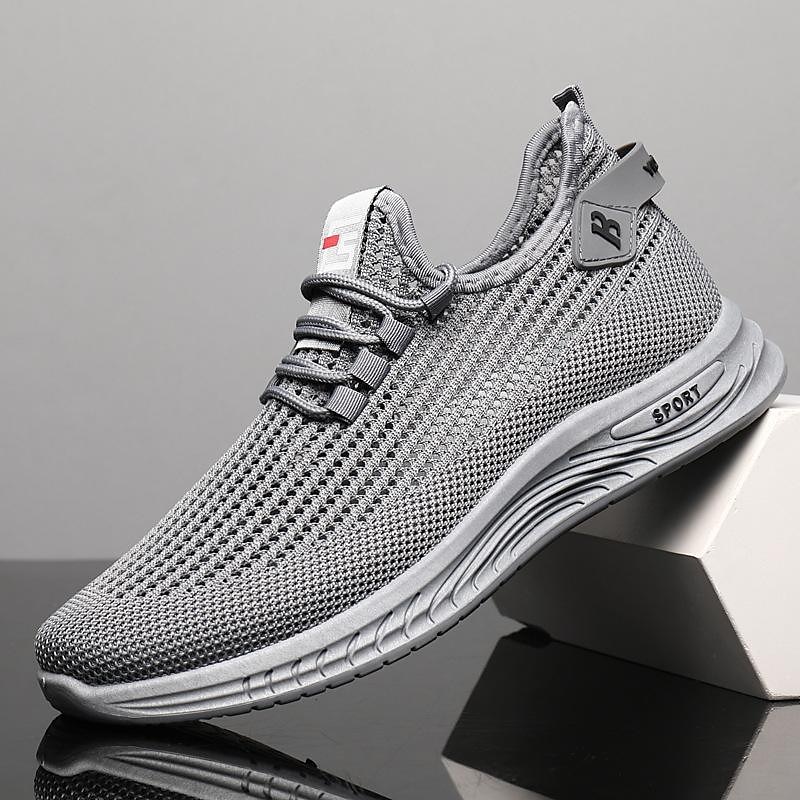 Beige Men's Woven Sneakers with Lace-Up Closure for Breathable and Comfortable Athletic Wear3