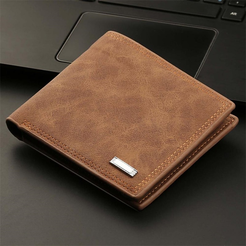 Men's retro imitation leather multi-slot short with zipper wallet men's wallet credit card multi-card pocket wallet cash clip4