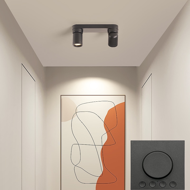 LED Smart  Ceiling Spotlight with Control Panel 30cm/50cm 2/3-Head Directional Ceiling Mount Light Fixture, Adjustable Surface Mounted Spot Lights, Corridor Gallery Shop Round Ceiling Spotlights Fixed Track Lighting2