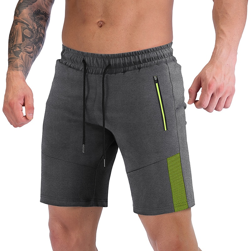 Men's Athletic Shorts Sweat Shorts Running Shorts Gym Shorts Zipper Pocket Reflective Strip Color Block Comfort Breathable Fitness Gym Sports Athleisure Black Blue2