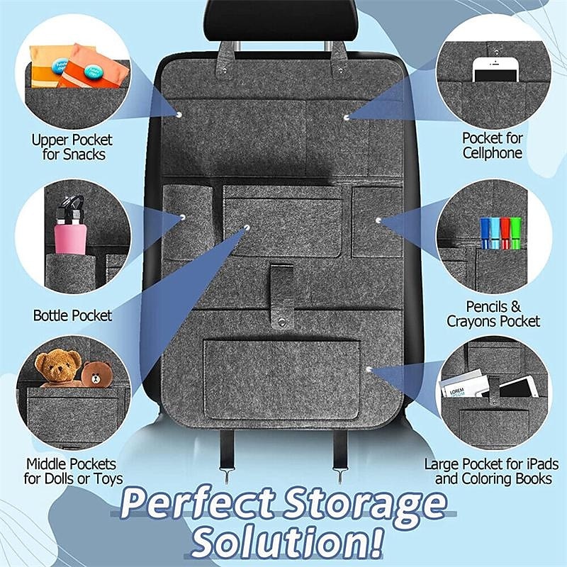 Car Seat Back Organiser Tidy Multi Pocket Storage Bag Organizer Holder Travel3