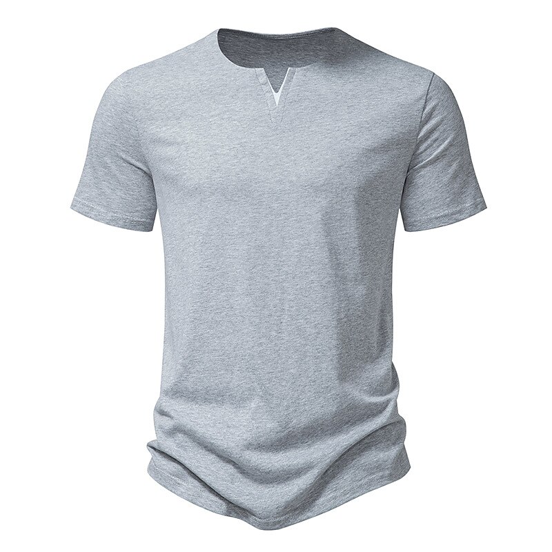 Men's T Shirt Short Sleeves V Neck Summer Plain Fashion Basic Casual Vacation Going out Casual Daily Black White Light Grey Top Tee for Men3