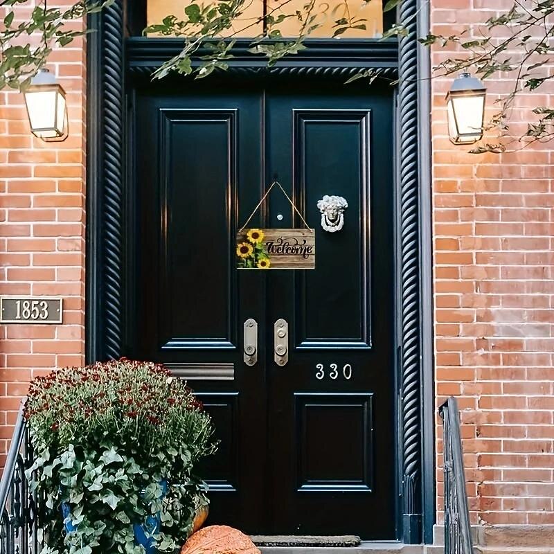 1pc Sunflower Wood Wall Sign Wooden Sunflower Pattern Plaque Sign Decoration Home Decoration Door Hanger Suitable For Bedroom Porch Courtyard Hanging Decoration 15x29cm / 6''x11''4