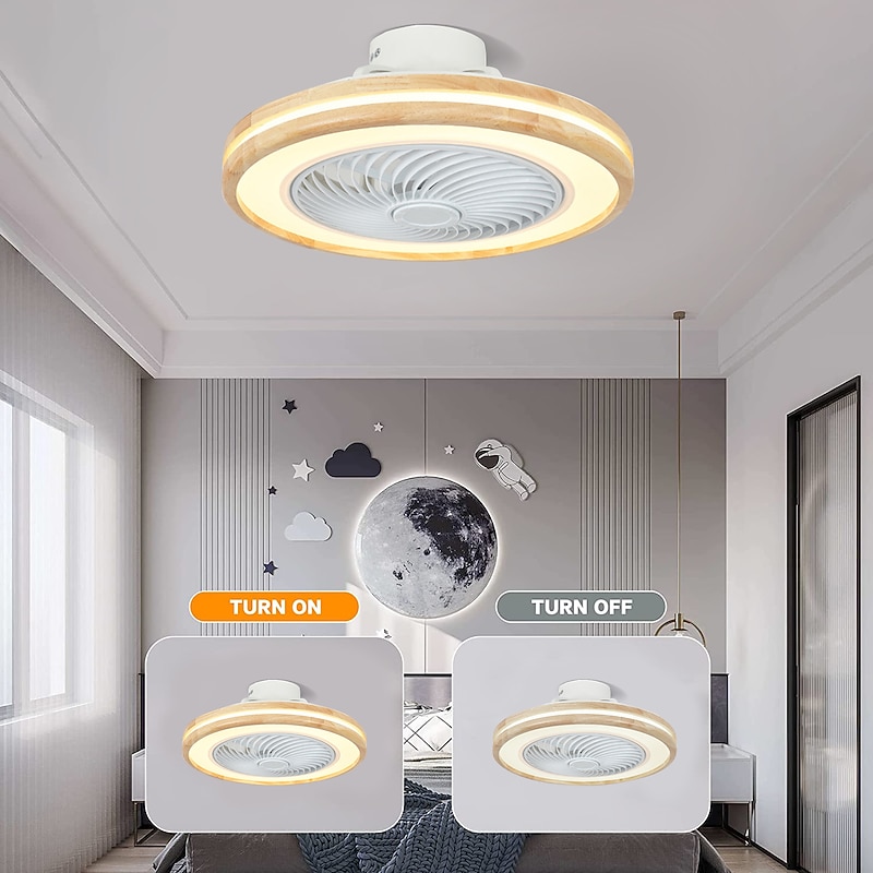 LED Ceiling Fans with lights Dimmable with Remote Contral 20" Flush Mount Ceiling Lamp Acrylic Lampshade Chandelier Bedroom Living Room 110-240V4