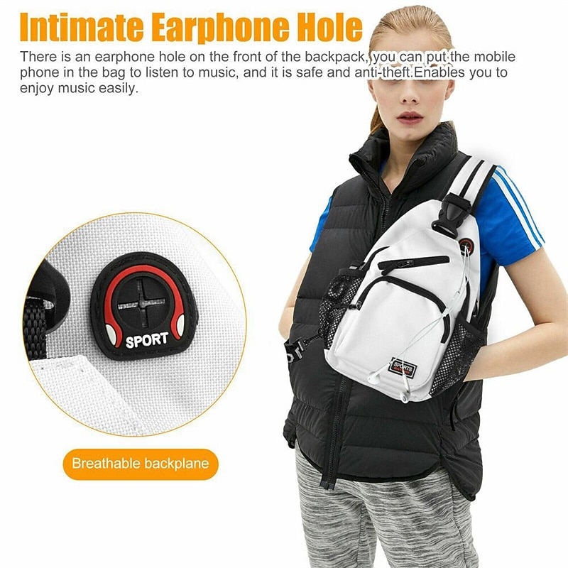 Women's and Men's Sling Crossbody Backpack with Multiple Pockets and Earphone Hole - Lightweight Sports Shoulder Bag for Travel and Daily Use4