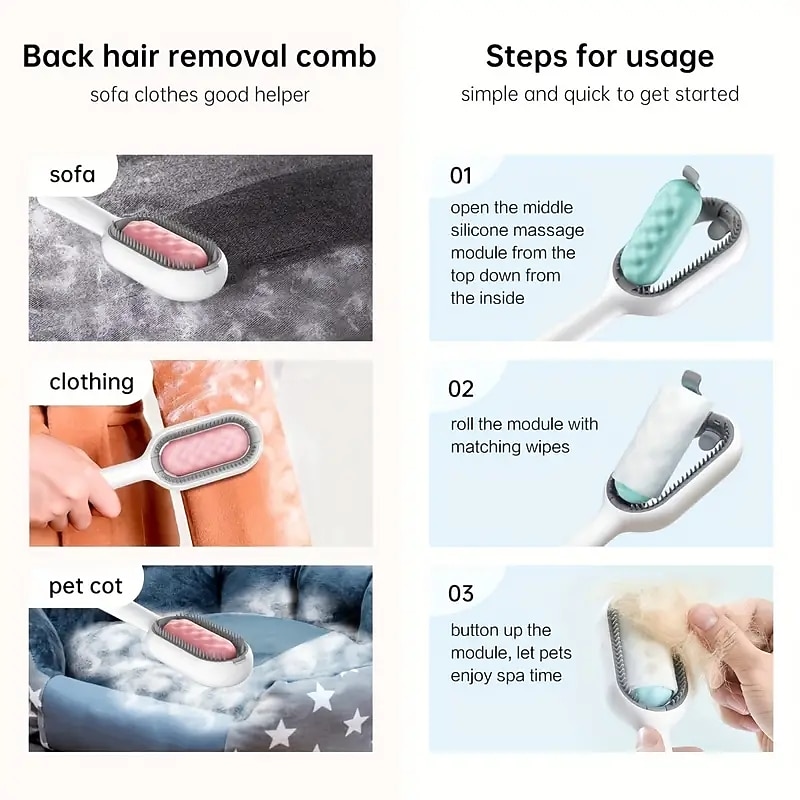 1pc Silicone Pet Brush Grooming Comb Hair Remover Massage Tools For Cats Dogs Lint Remover4