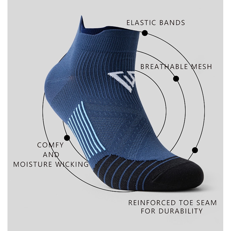 Men's 2 Pairs Ankle Socks Low Cut Socks Black White Color Running Socks Color Block Casual Daily Basic Medium Summer Spring Fall Breathable Stylish2