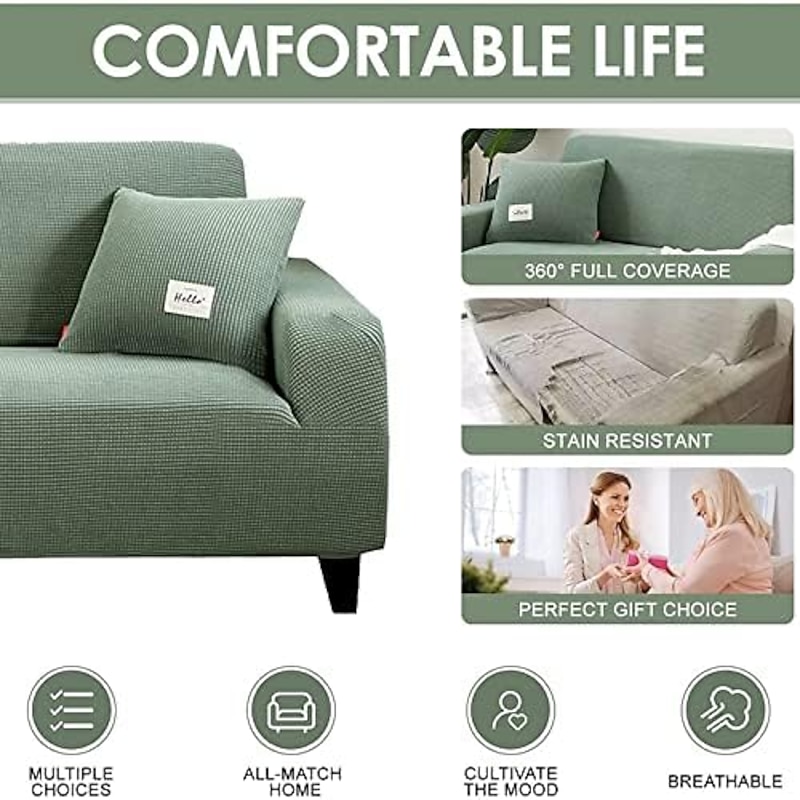 Sofa Cover Slipcover Jacquard Elastic Sectional Couch Armchair Loveseat 4 or 4 or 3 Seater L Shape Burgundy Red White Grey Black Plain Solid Color Soft Durable Washable3