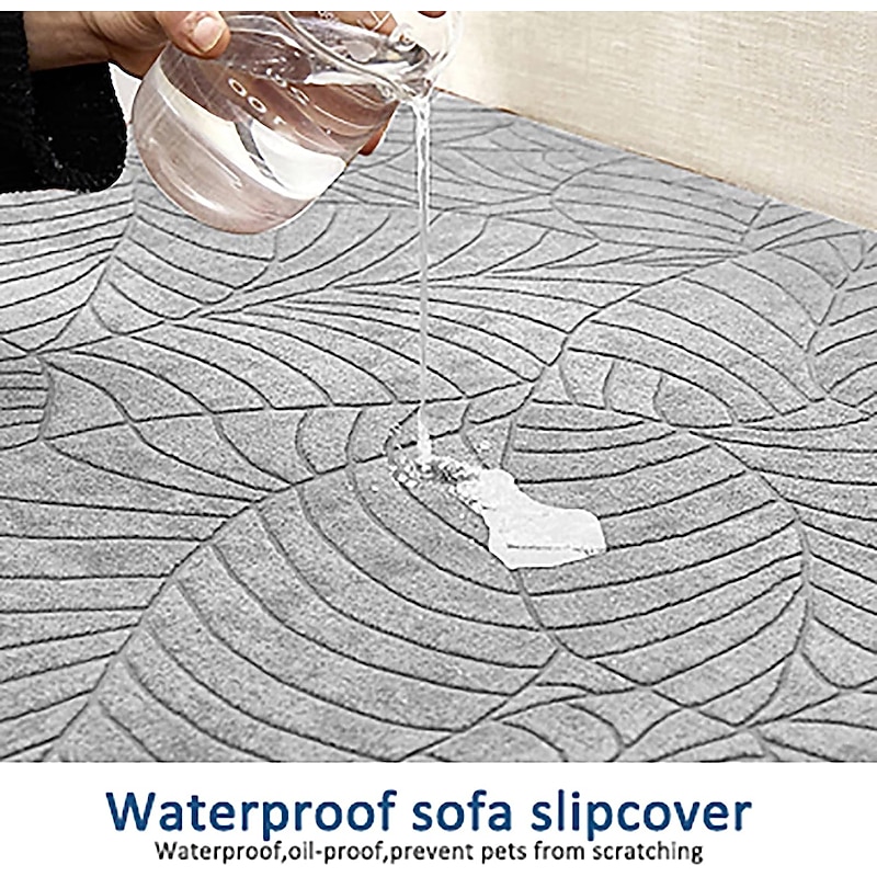 Stretch Water Repellent Sofa Seat Cushion Cover Burgundy Jacquard Slipcover Elastic Couch Armchair Loveseat 4 or 3 Seater Grey Plain Solid Soft Durable Washable2