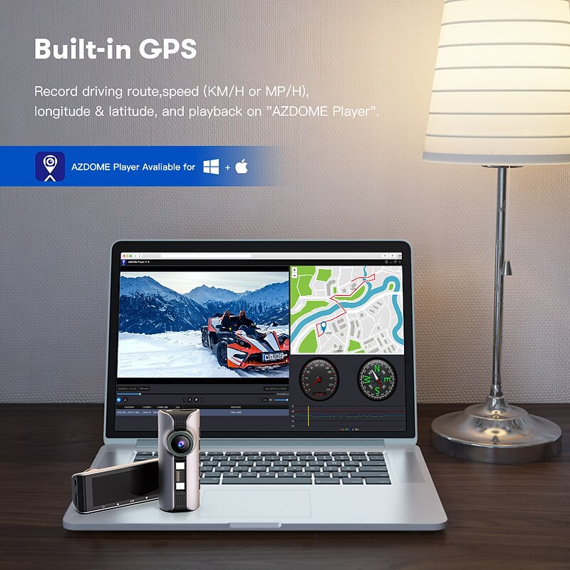 AZDOME M550 3 Channel Dash Cam, Front Inside Rear Three Way Car Dash Camera, 4K+1080P Dual Channel With GPS WiFi IR Night Vision4