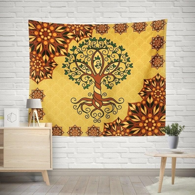 Tree of Life Mandala Hanging Tapestry Wall Art Bohemian Large Tapestry Mural Decor Photograph Backdrop Blanket Curtain Home Bedroom Living Room Decoration2