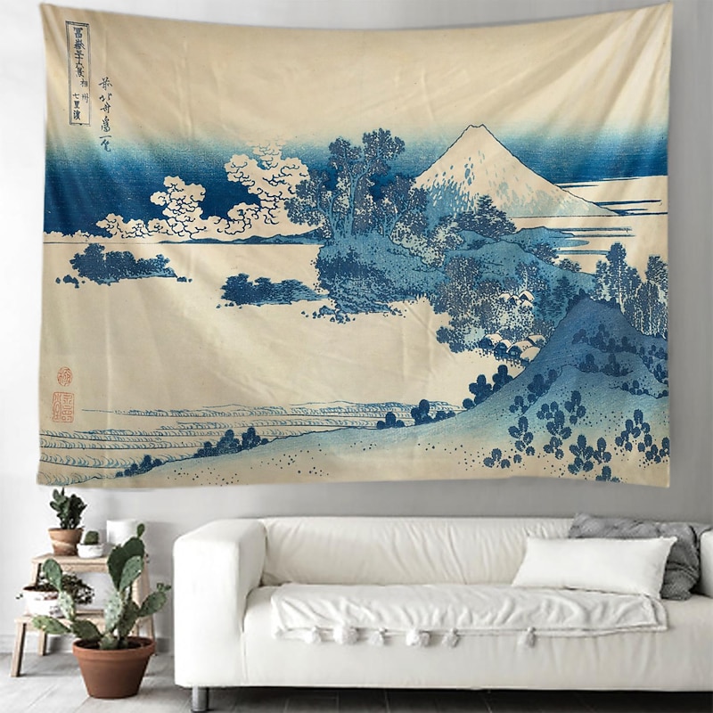 Ukiyo-e Japan Art Hanging Tapestry Architecture Wave Wall Art Large Tapestry Mural Decor Photograph Backdrop Blanket Curtain Home Bedroom Living Room Decoration 7