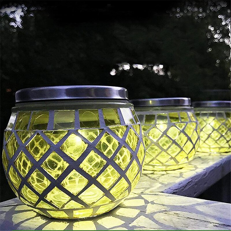 LED Solar Mosaic Glass Lamp Solar Ball Lamp Hollow Out Lamp Garden Lawn Decoration Outdoor Waterproof Landscape Lamp3