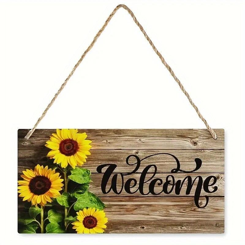 1pc Sunflower Wood Wall Sign Wooden Sunflower Pattern Plaque Sign Decoration Home Decoration Door Hanger Suitable For Bedroom Porch Courtyard Hanging Decoration 15x29cm / 6''x11''