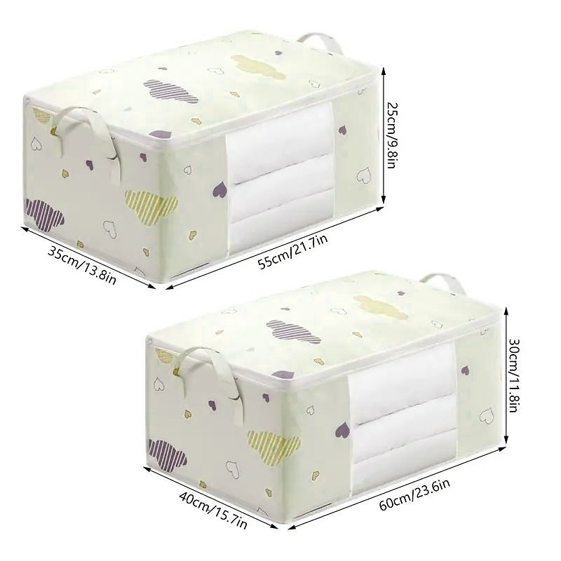 Large Capacity Clothes Storage Bag Organizer With Reinforced Handle, Suitable For Blankets, Bedding, Foldable With Sturdy Zipper, Clear Window4