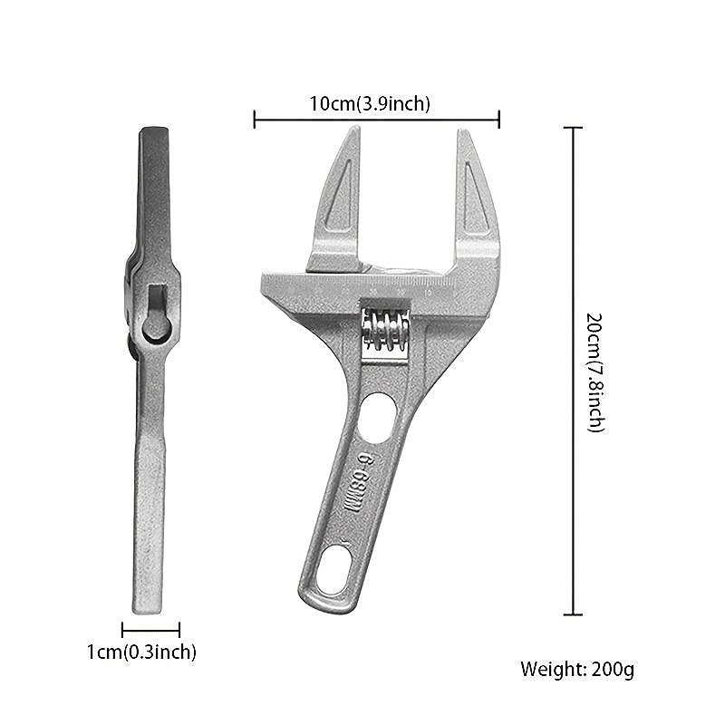 Bathroom Adjustable Wrench, 16-68mm Mini Adjustable Wrench, Small Space Multifunctional Aluminum Wrench, Bathroom Pipe Nut Removal Tool2