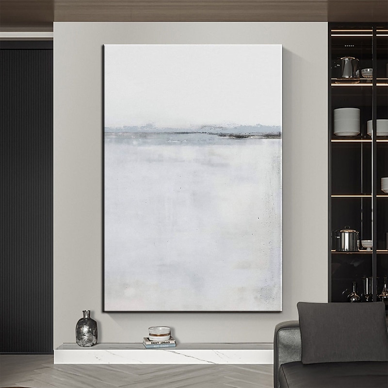 Handmade Hand Painted Oil Painting Wall Beige and Black Abstract Oil Painting Original Acrylic Painting on Canvas Modern Minimalist Art for Bedroom Decor Rolled Canvas No Frame Unstretched 8