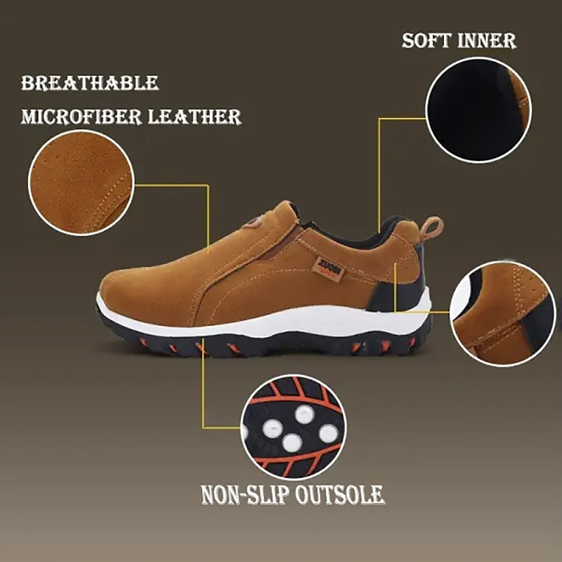 Men's Canvas Slip-On Outdoor Hiking Shoes – Non-Slip Lightweight Trail Shoes for Walking and Climbing2