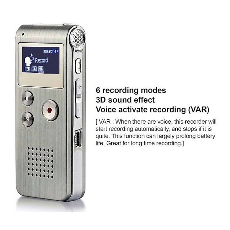 Portable Rechargeable Digital Voice Recorder with 8GB, MP3 Player, Compact Dictaphone for Notes & Meetings2