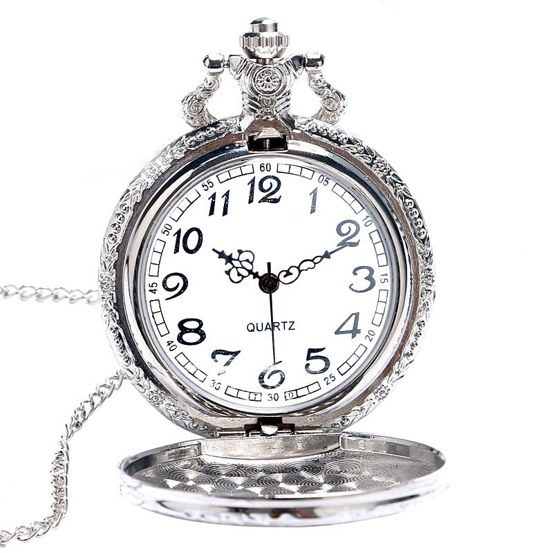 Men Pocket Watch Vintage Hollow Bronze Locomotive Design Quartz Fob Pocket Watch With Necklace Chain Gift for Men Women4