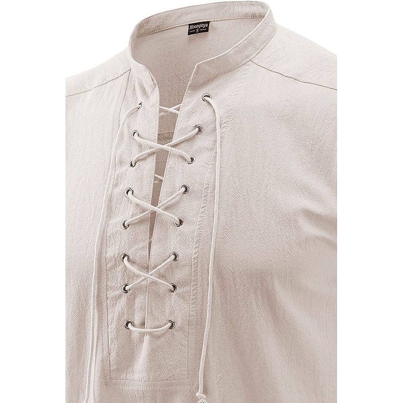 Retro Vintage Medieval Renaissance Blouse / Shirt Headpiece Vest Pirate Knight Ritter Viking Fancy Dress Men's Pirate Masquerade Performance Masquerade Vest Shirt Waist Belt4