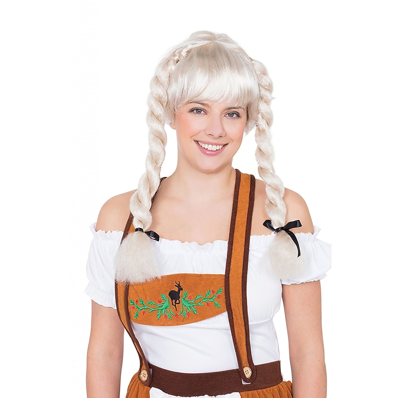 Oktoberfest Beer Cosplay Wigs Adult Fraulein Pigtail Wig - Fancy Dress Costume Fun Girl Fun Womens Oktoberfest