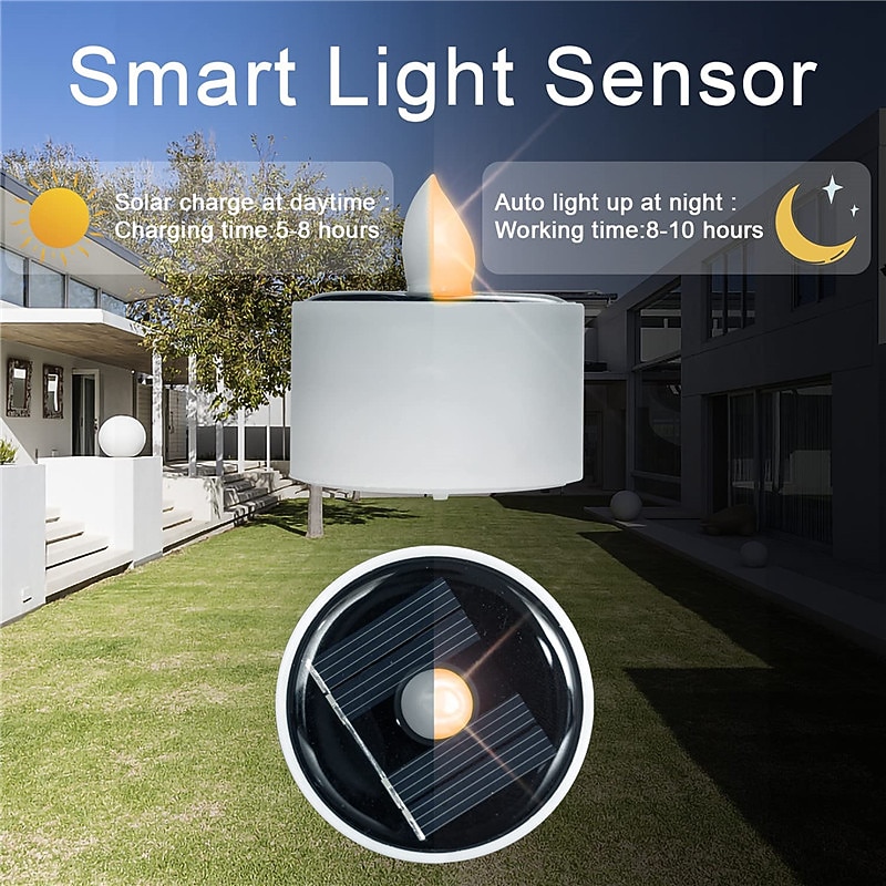 Outdoor Waterproof Solar Candles Light  Dusk to Dawn Outdoor Garden Lighting  Reusable LED Tea Light Candles for Lantern Garden Camping and Home Decor Lamp3