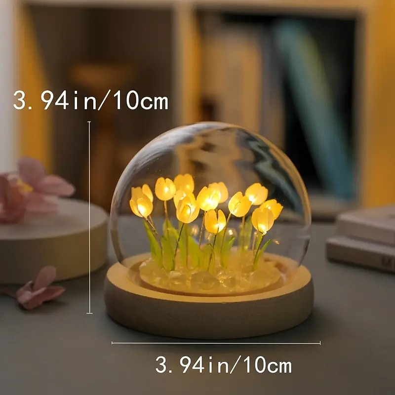 Creative 10pcs Tulip DIY Night Lights Pure Handmade Table Lamps For Room And Bedroom Decoration Atmosphere Lights Small Desk Ornaments Birthday Gifts Best Mother's Day Gift3