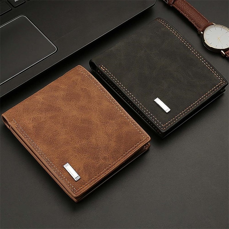 Men's retro imitation leather multi-slot short with zipper wallet men's wallet credit card multi-card pocket wallet cash clip2
