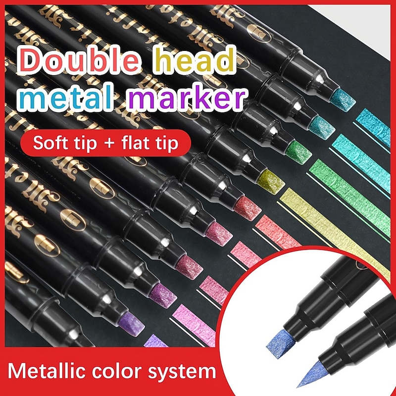 12-24-36 Colors Double-Ended Metal Texture Marker Pen,Perfect For Easter Decoration,Perfect For Easter Decoration