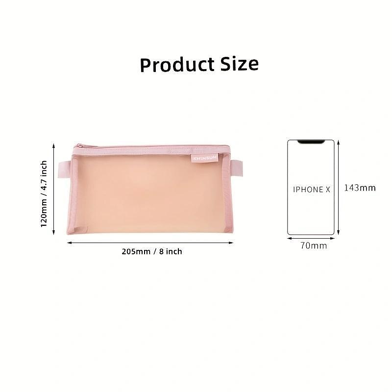 Simple Transparent Mesh Pencil Case Storage Student Pencil Bag Large Capacity Pouches Stationery Cosmetic Bags2