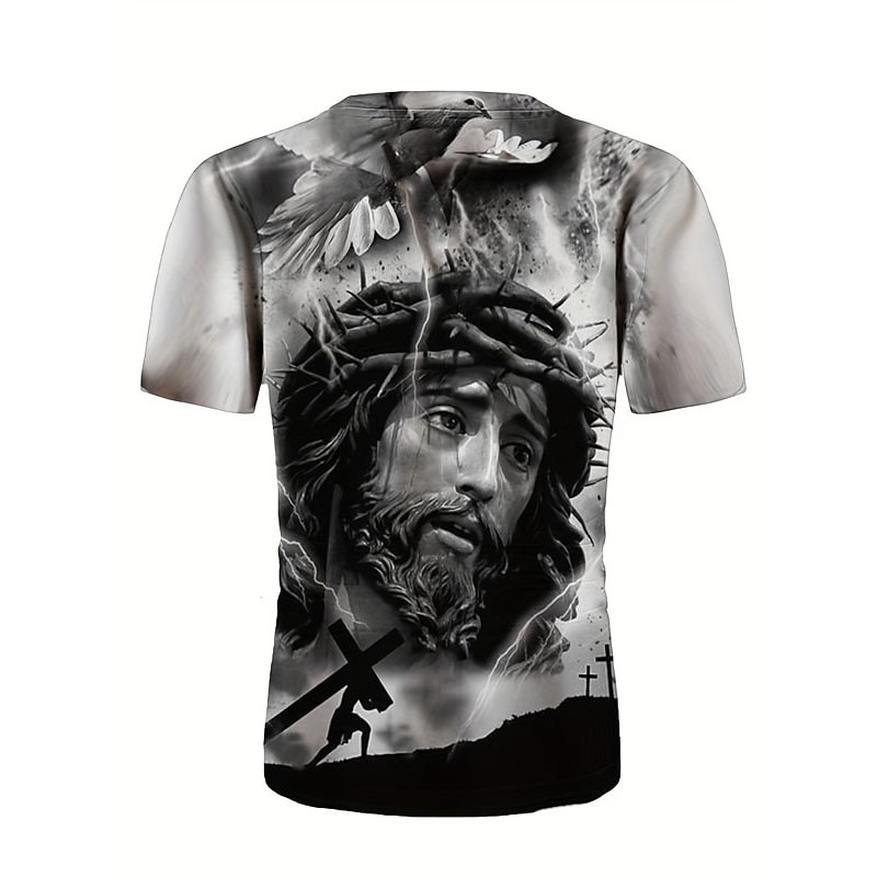 Men's Graphic Faith T Shirt Short Sleeve T shirt 3D Print Crew Neck Shirt Vintage Fashion Designer Outdoor Daily Sports Black-White Black White+Black Spring & Summer Clothing Apparel S M L XL 2XL 3XL2