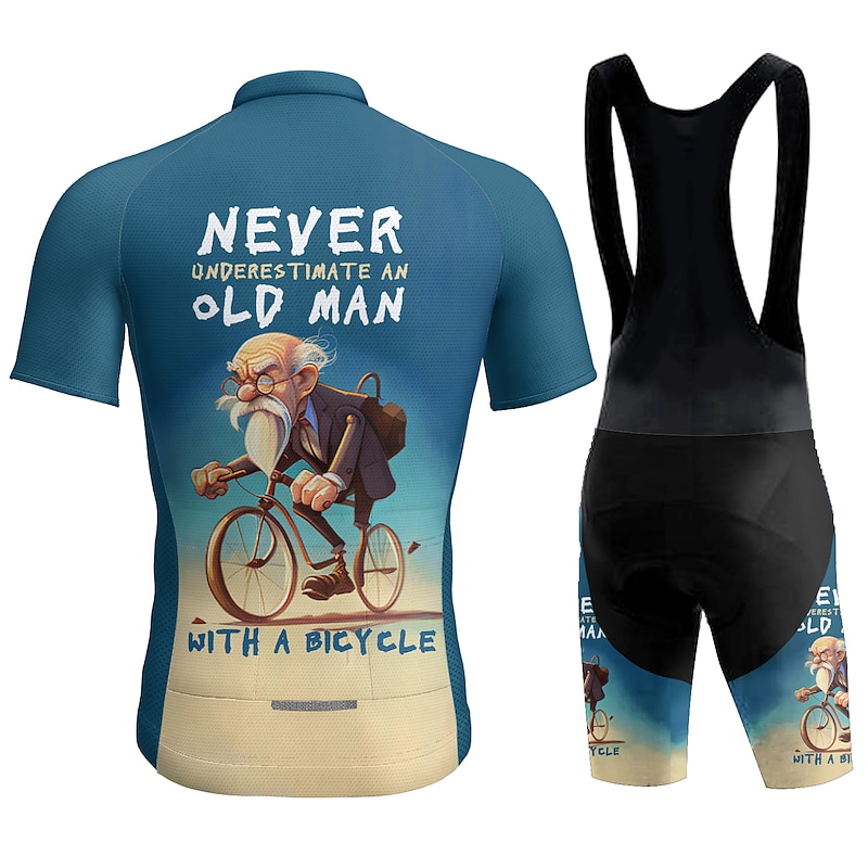 Men's Cycling Jersey with Bib Shorts Short Sleeve Mountain Bike MTB Road Bike Cycling Red Royal Blue Blue Bike Quick Dry Moisture Wicking Spandex Sports Geometric Funny Clothing Apparel3