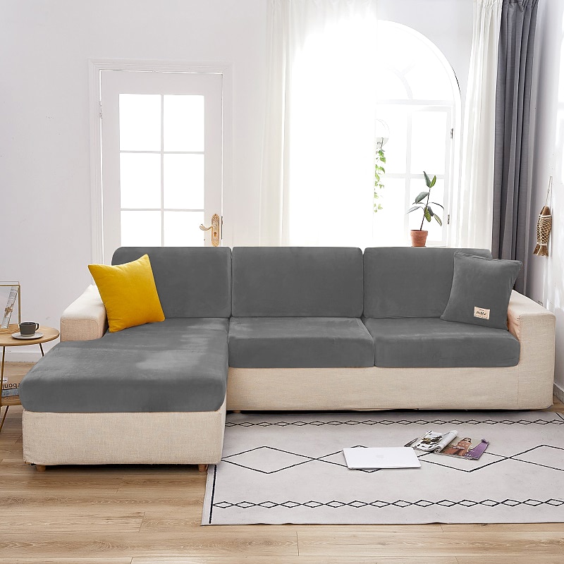 Stretch Couch Covers Sofa Seat Burgundy Cushion Cover Velvet For Dogs Pet, Magic Sofa Cover Sectional Sofa Slipcover for Love Seat, L Shaped, 3 Seater, Washable Protector4