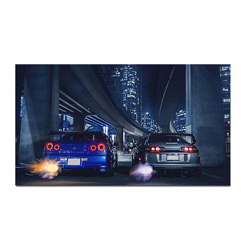 Car Wall Art Picture GTR R34 VS Supra Vehicle Modern Canvas Painting Poster and Print for Living Room Bedroom Home Decor4